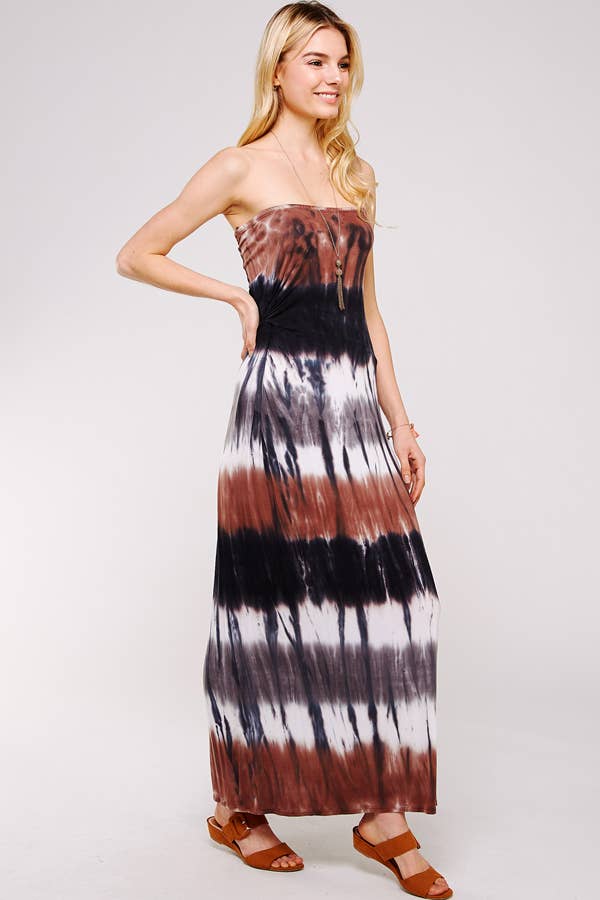 Speechless Tie-dye Strapless Maxi Dress