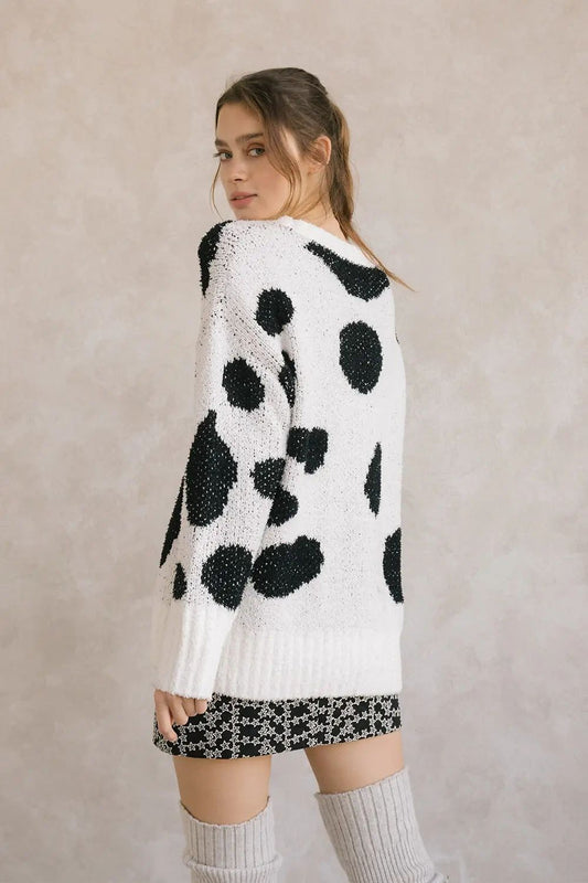 Dalmatian Print Chunky Sweater