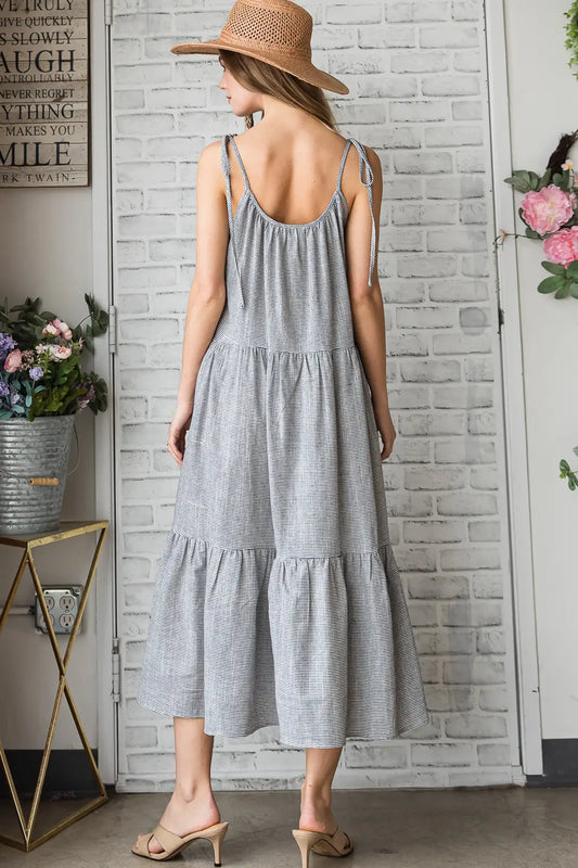 Savannah Pinstripe Midi Dress