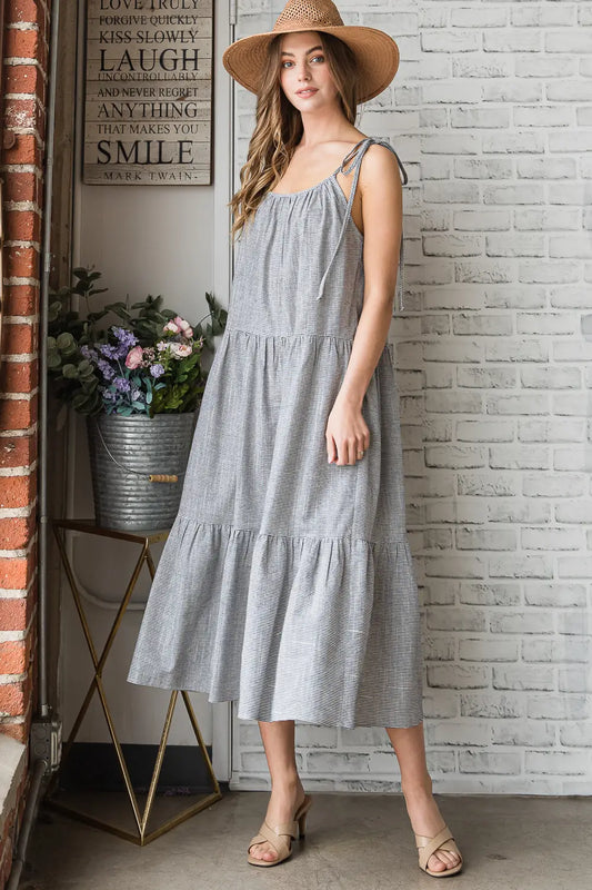 Savannah Pinstripe Midi Dress